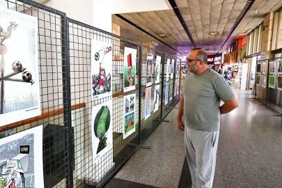 Denizli’de Karikatür Sergisi yolcularla buluştu